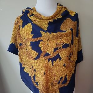 Vintage Chanel gold grapes and tassles silk scarf
